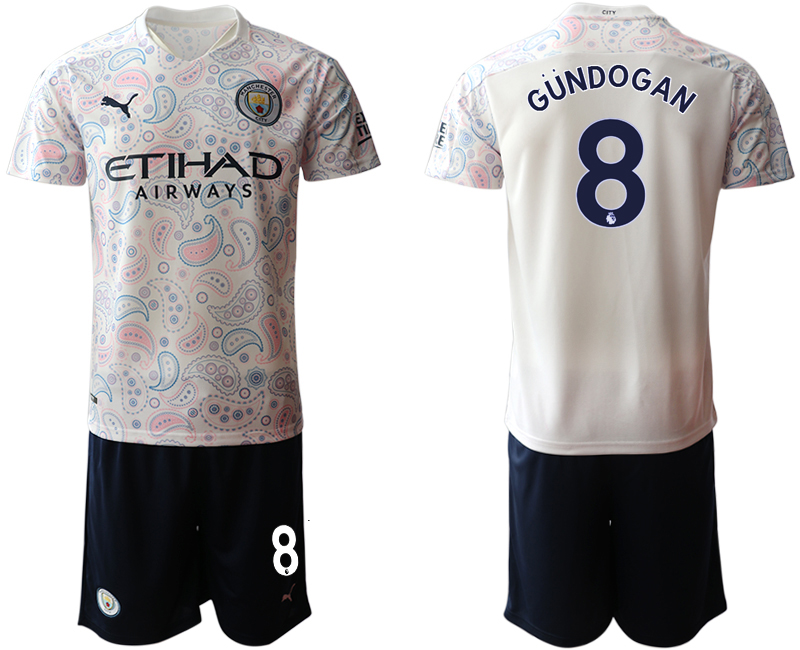 Men 2020-2021 club Manchester City away #8 white Soccer Jerseys->->Soccer Club Jersey
